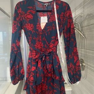 Missguided Red Floral Dress